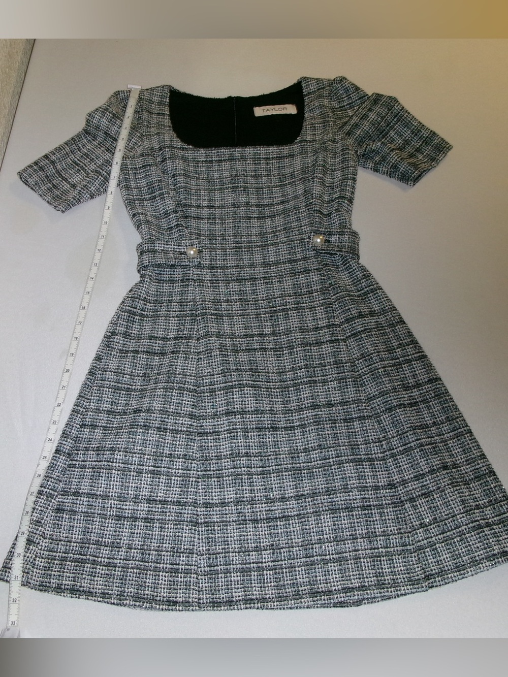 Taylor Tweed Plaid Fit & Flare Mini Dress Size 2